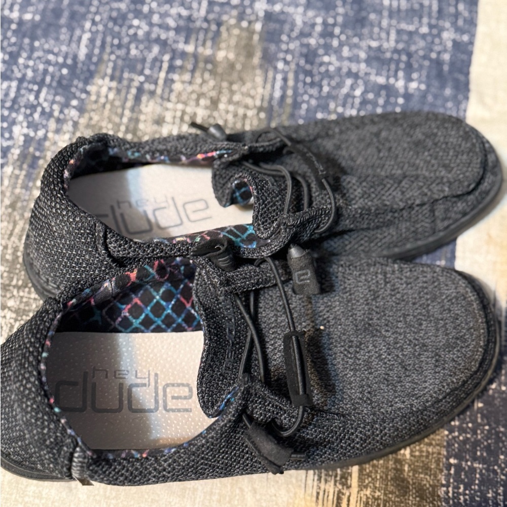 Hey Dude Black with Colorful Pattern Slip-Ons